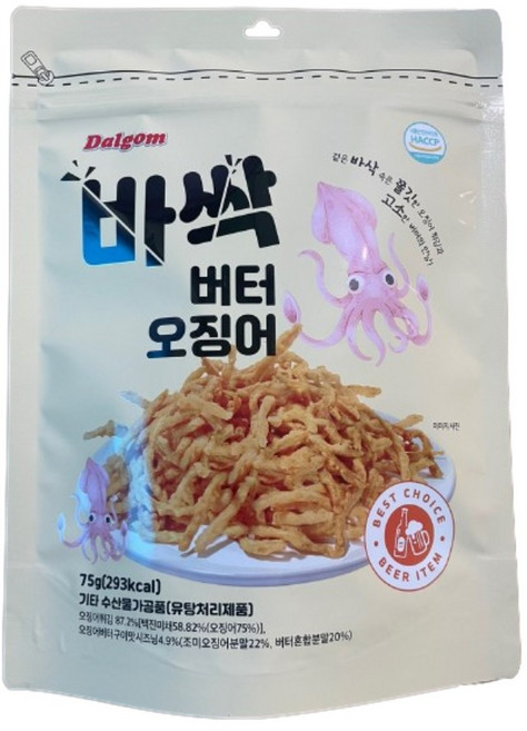 달곰 바싹 버터오징어 75g x 1개 맥주안주 술안주 주전부리