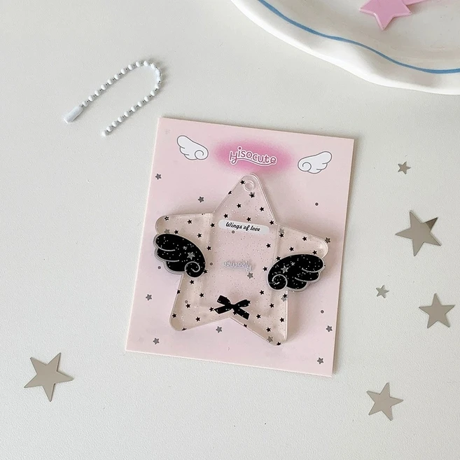 디어써니문 아크릴 증사 키링 홀더 포토 카드 키치 Y2K 증명사진, 블랙, 1개 - 쿠팡