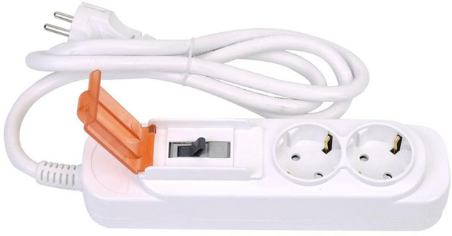 고용량 멀티탭 2.5SQ 2구접지 5M 배선용, 백색, 1개