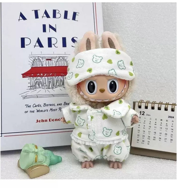 skansol 1 2 3 대 17cm 라부부 인형 옷 잠옷 3종세트, 그린, 1개