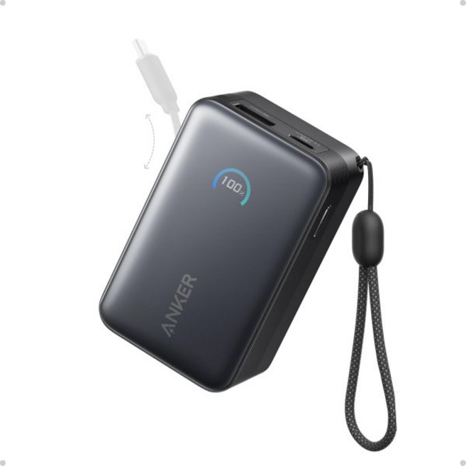 Anker Nano 휴대용 충전기 10 000mAh 45W Max 컴팩트 파워뱅크 iPhone 17/16 시리즈 iPad Galaxy Pixel 등에 적합한 2.3피트, Anker Black
