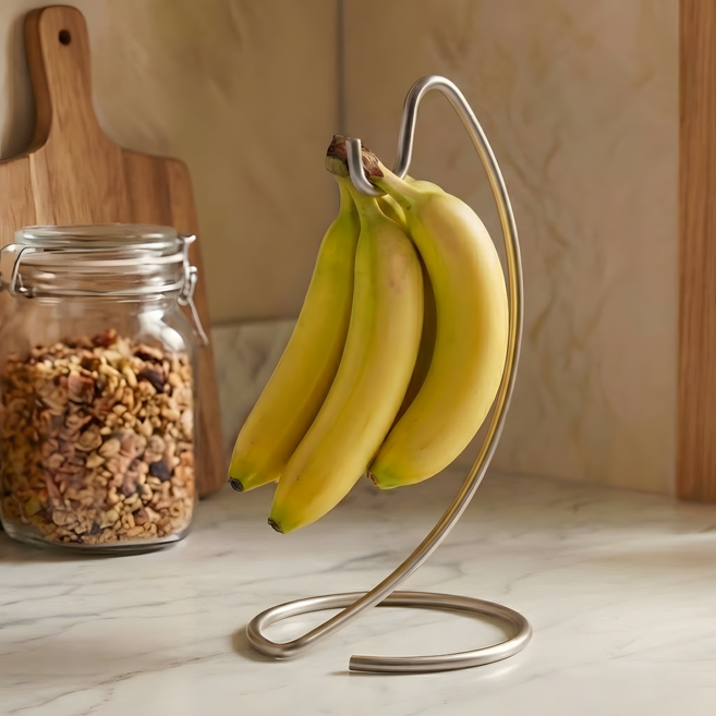 DIGIXO 스텐 바나나걸이 바나나 거치대 스텐드 보관, 1개, 실버