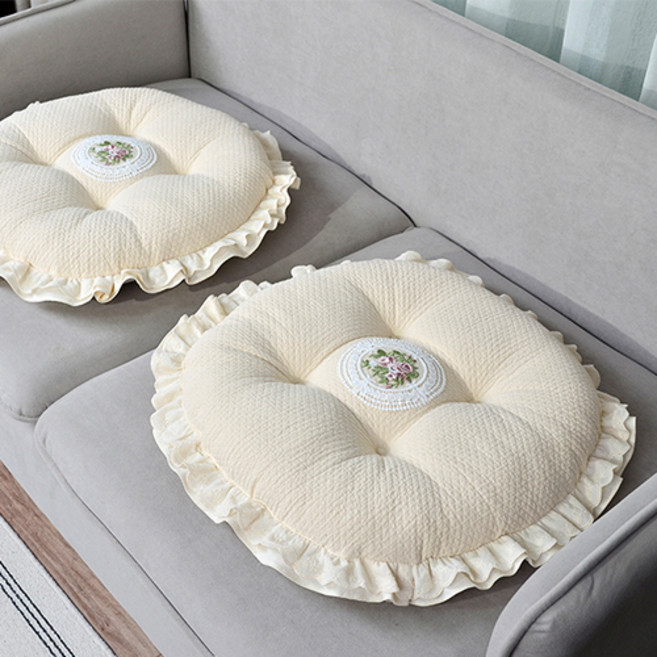 코튼 다이아 레이스 원형 방석 45CMX45CM