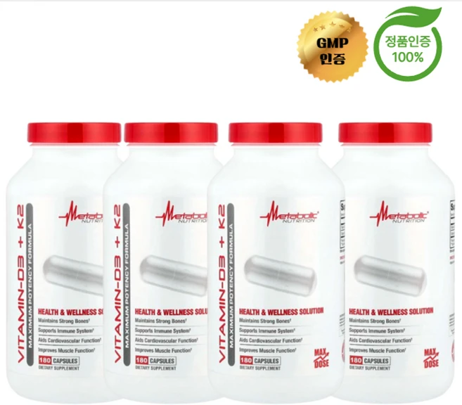 2+2 메타볼릭 뉴트리션 비타민D3 + K2 캡슐 180정, 4개, 180회분 - 쿠팡