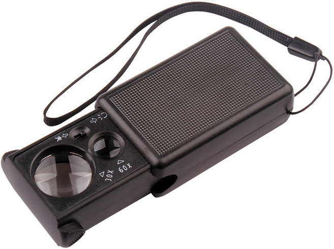 30X-60X 루페 슬라이드형 LED 돋보기 휴대용 위폐감별 확대경, 30X-60X루페