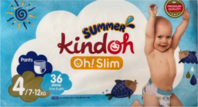 킨도 프리미엄 오 슬림 썸머팬츠 기저귀 팬티형 남여공용, 4단계, 36매