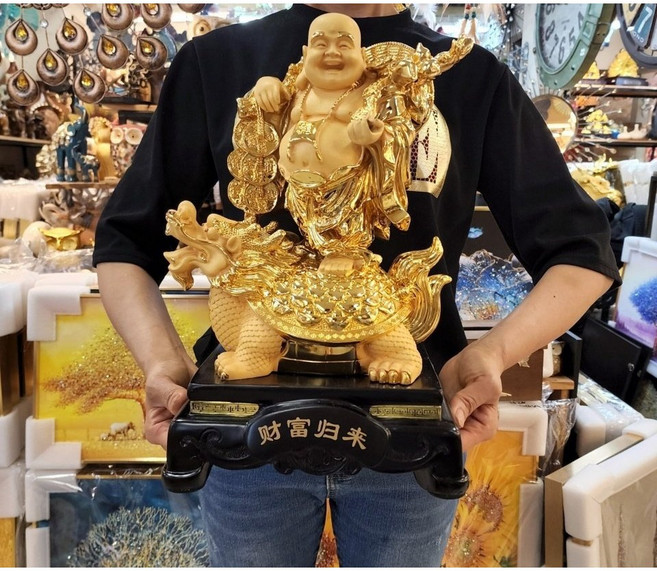 시떼몰 황금 재운발복 가정화목 포대화상 용귀 용머리거북 장식품 풍수소품(대 사이즈)