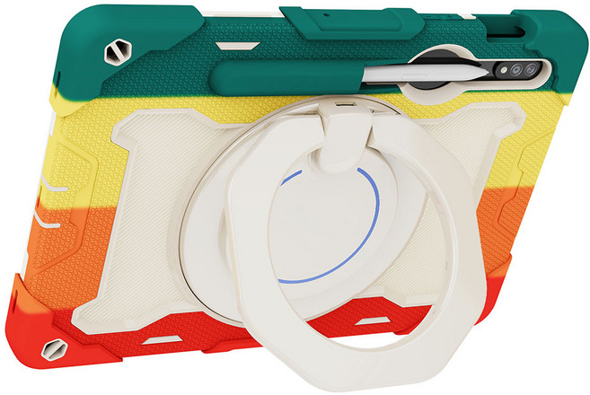 하푼 스탠드 회전 거치 핸들 펜수납 스트랩 케이스, 1개, 레인보우-레드