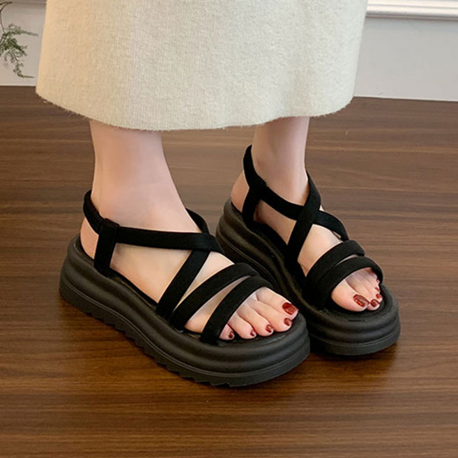 리리핑크 여름샌들 심플 말랑 쿠션 데일리 발편한 여성샌들 경량 키높이 통굽 스트랩샌들 HS1001