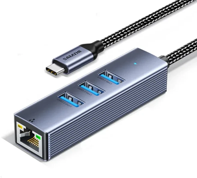 SAMZHE 4-in-1 USB 3.0 허브 A & C to RJ45 포트 노트북 도킹 스테이션 (맥북 프로에어 M1M2용 3개의 포함), 1개, 03 Type-C
