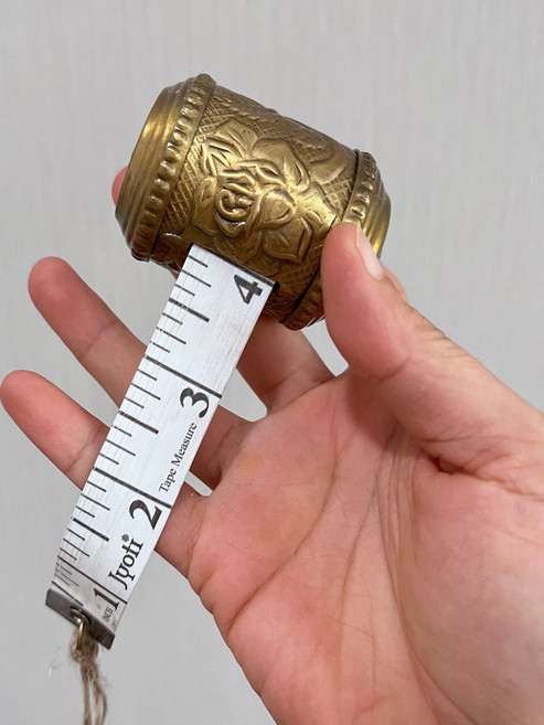 印度進口黃銅手搖軟皮尺 復古手工捲尺 工藝品裝飾擺件, 1個