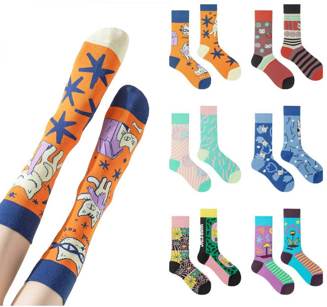 루미또와 짝짝이 AB 트렌디 컬러 유니크 중목 패션양말