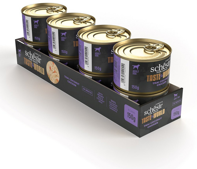 쉐지애 테이스트더월드 브로스 주식캔 강아지 습식사료, 닭 타이 코코넛, 150g, 8개