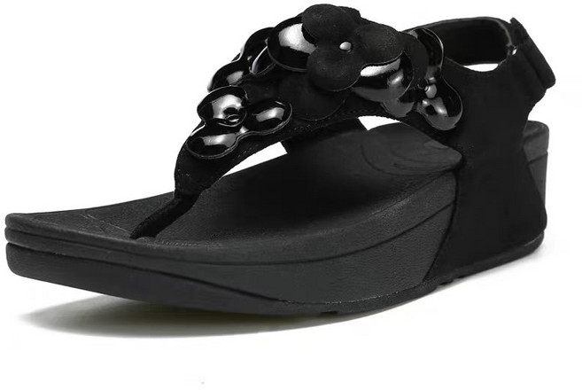 핏플랍 fitflop 여름 여성 샌들 패셔너블하고 다재다능한 꽃 장식 클립 토 플랫 로마 샌들
