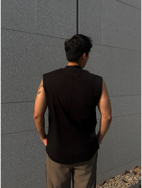 1atm 裁縫微領背心 簡約無袖舒適透氣夏季服飾