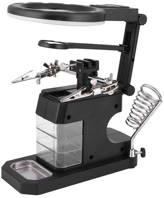 I&H 납땜 보조 스탠드 led 확대경 보조기 수리 클램프 악어클립, 1개