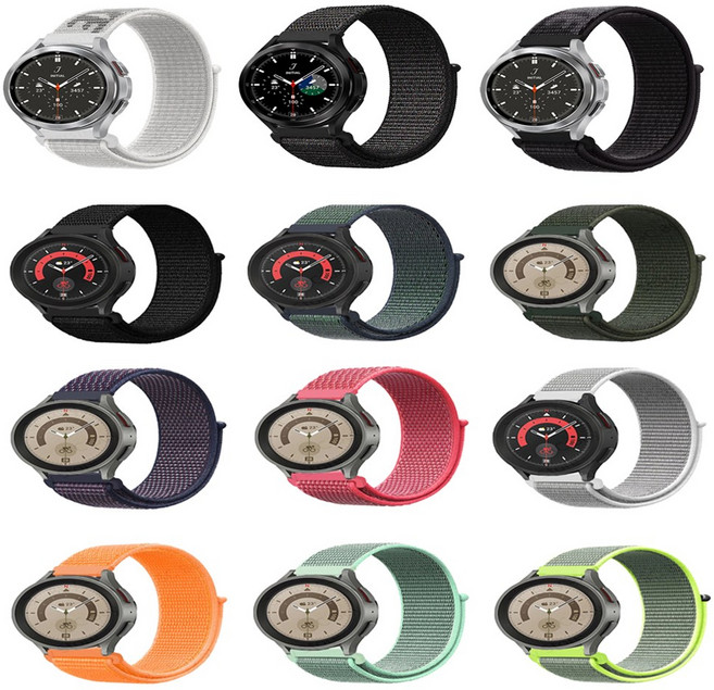 갤럭시워치4 워치4 클래식 40/44/42/46MM 벨크로 찍찍이 시계줄 스트랩 밴드 SM-R860/R870/R880/R890 호환, 갤럭시워치4(20MM), 13.스포츠카키