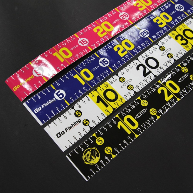 낚시 줄자 계측자 스티커형 바칸 아이스박스 선상 부착형, 1개, 파랑