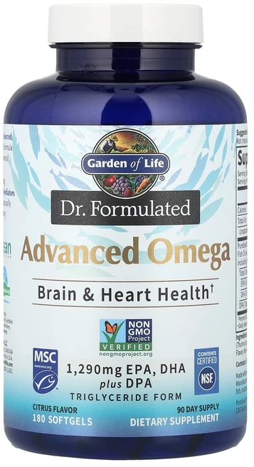 Garden of Life Advanced Omega 가든오브라이프 어드벤스드 오메가 피쉬오일 EPA/DHA/DPA 180캡슐, 180정, 1개 - 쿠팡