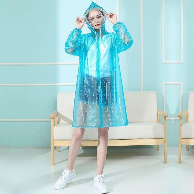 女生清新星星多色雨衣雨披學生戶外成人長款防雨服
