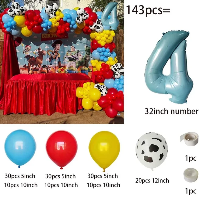 쿠쿠스토어 143개 토이 스토리 생일 테마 파티 풍선 가랜드 아치 키트 버즈 라이트이어 어린이 장식 장난감, 01 as picture, 03 무지개 빛깔의