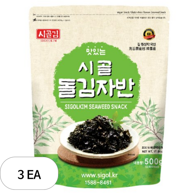 시골김 돌김자반, 500g, 3개