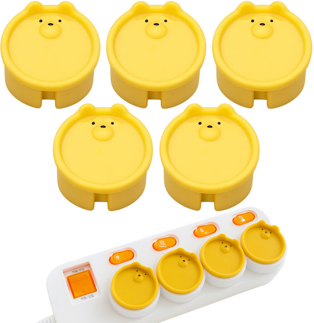 윤잇템 콘센트 실리콘 안전 마개 커버, 옐로우, 5개