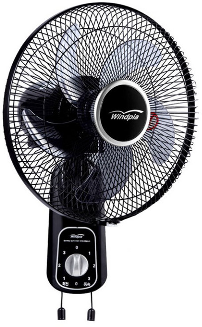 Windpia 공간활용 5엽 33cm 가정용 업소용 벽걸이선풍기 블랙벽선풍기, 단품