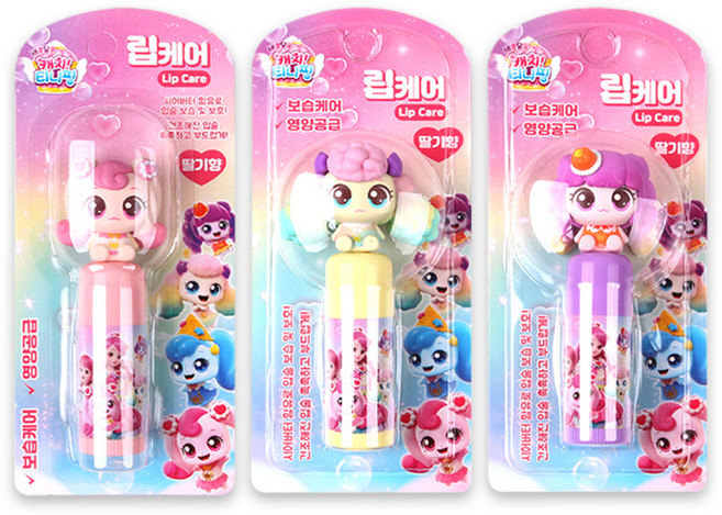 캐치티니핑 립케어 딸기향 3종 하츄핑 + 포실핑 + 말랑핑 세트 2024년제조, 3개, 3.8g, 3종 딸기향