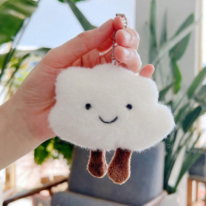 귀여운 인형키링 인형 열쇠고리 캐릭터 키링 가방고리 키홀더, 1개, 솜사탕 구름 화이트