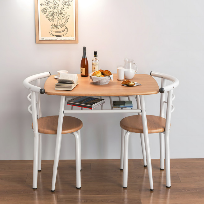 SengsoHome 800x600 2인 식탁세트 의자 포함, 원목색