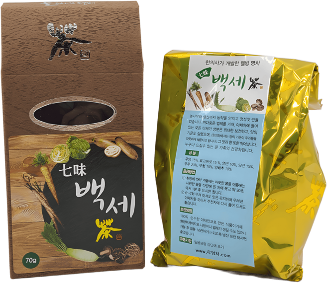 7가지 야채효능 칠미백세차 70g 표고버섯 무청 당근 우엉 양배추 연근 로스팅 웰빙야채차, 1개, 1개입