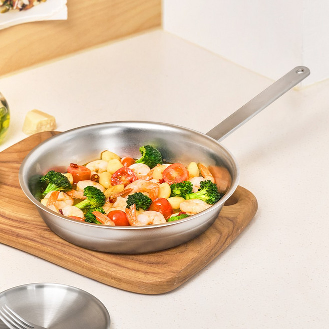 크리니티 무연마제 통5중 스텐 후라이팬 인덕션 프라이팬 스텐팬, 1개, 28cm