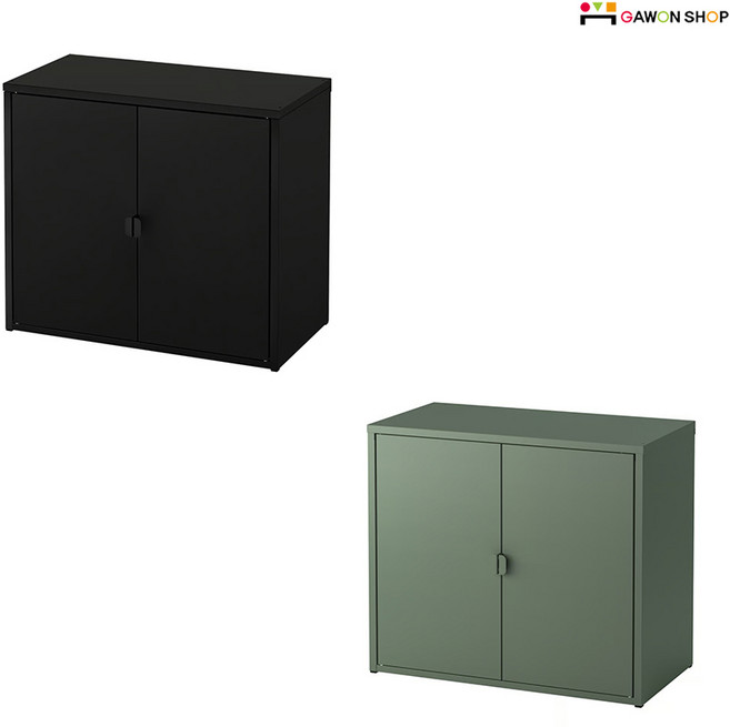 [이케아] BROR 2도어 여닫이 수납장 (76x40x66cm)/캐비닛, 색상:블랙