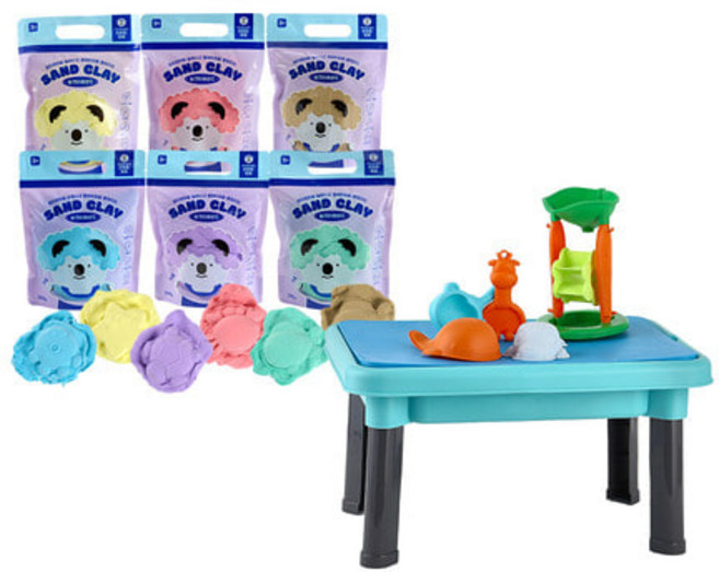 [캐스B] 아트스쿨 실크타래 샌드6색+샌드 테이블 (1135set) 유아 매직 클레이