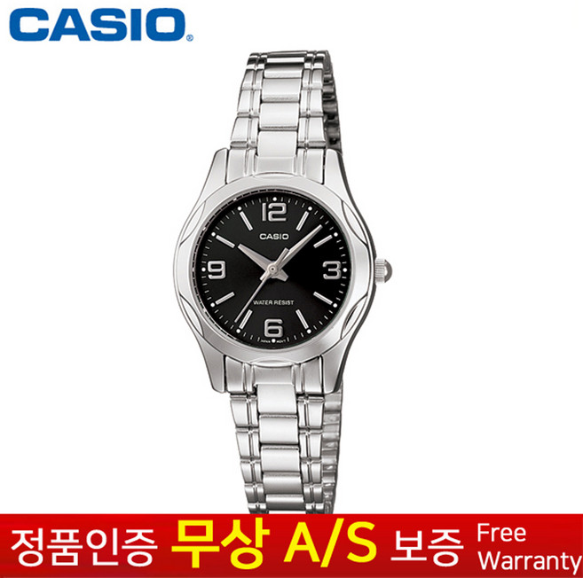 (카시오) CASIO [카시오정품] 여성 실버블랙메탈밴드 클래식 정장손목시계 LTP-1275D-1A2D