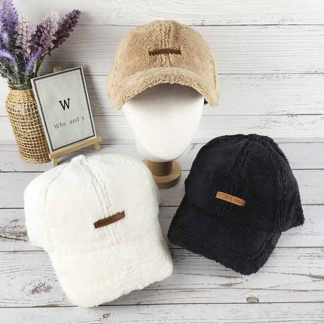 와이앤와이 에이커츠 1956 레더 포인트라벨 후리스 볼캡 부드러운 따뜻한 털 캡모자