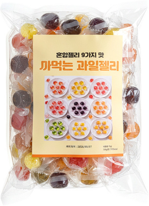 혜성식품 9가지맛 스쿱젤리 대용량 혼합 과일 젤리, 1개, 1kg