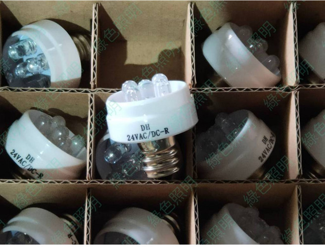 綠色照明 LED 24V AC DC 指示燈泡 E12 紅光 5晶片, 1個