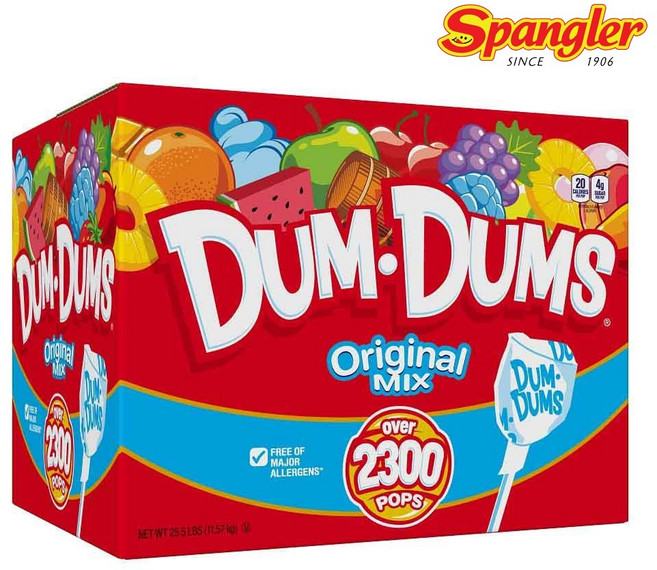 덤덤 Dum Dums 오리지널 믹스 16가지 클래식 맛 막대사탕 롤리팝 12kg 간식, 1개
