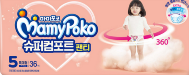 마미포코 슈퍼컴포트 팬티형 기저귀 여아용, 5단계, 72매