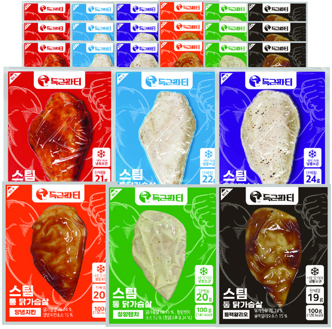 득근파티 통 닭가슴살 6종 혼합, 100g, 60개