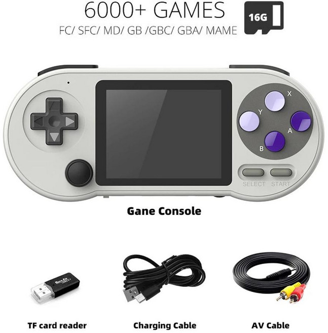 휴대용 게임 콘솔 플레이어 미니 내장 레트로 출력, 1개, 1.6000 Games  ASF2000
