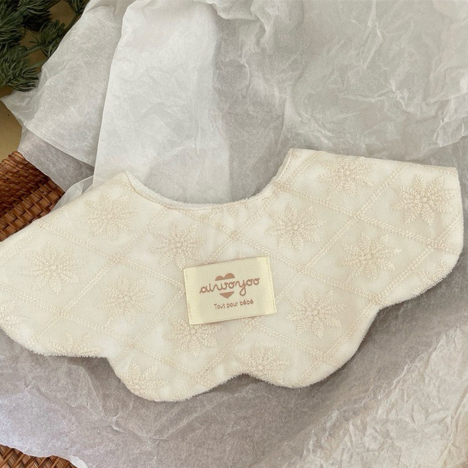 ainwuyoo 蕾絲花瓣 純棉 嬰兒口水巾, 格子雛菊, 1個