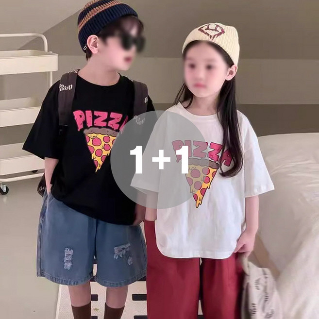 지디오 키즈 반팔 티셔츠 2개 세트 라운드넥 프린팅 반팔티 남아 여아 아동 상의