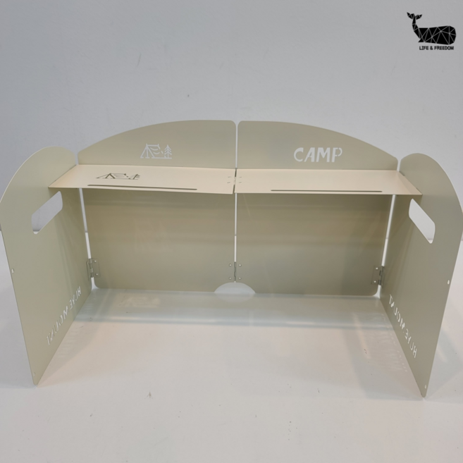 가스 버너 바람막이 4단접이식 캠핑 구이바다 가림막 가방포함, M, 아이보리, 1개