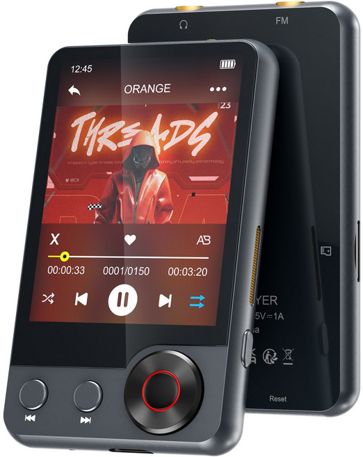 Oilsky 128GB 블루투스 MP3 플레이어 고음질 HiFi 대용량 터치 음악재생기 운동/등산용, Black, A55-128GB