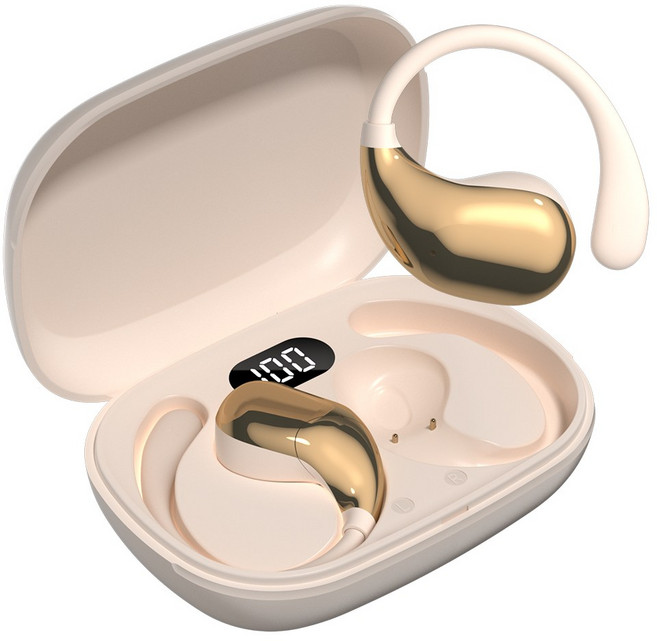 Wapik 무선 블루투스 이어폰 R3 오픈형 귀걸이형 ENC고음질, 아이보리