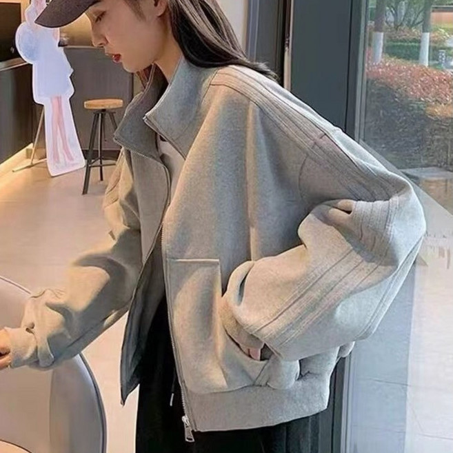 COSYEVNO 여성 봄 가을 오버핏 집업 맨투맨 자켓 스웻셔츠 BCXwywt-3