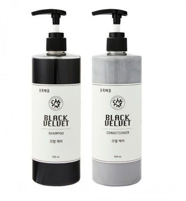 초록마을 블랙벨벳 샴푸+린스 세트 (샴푸500ml +린스500ml), 단일속성, 1, 500ml